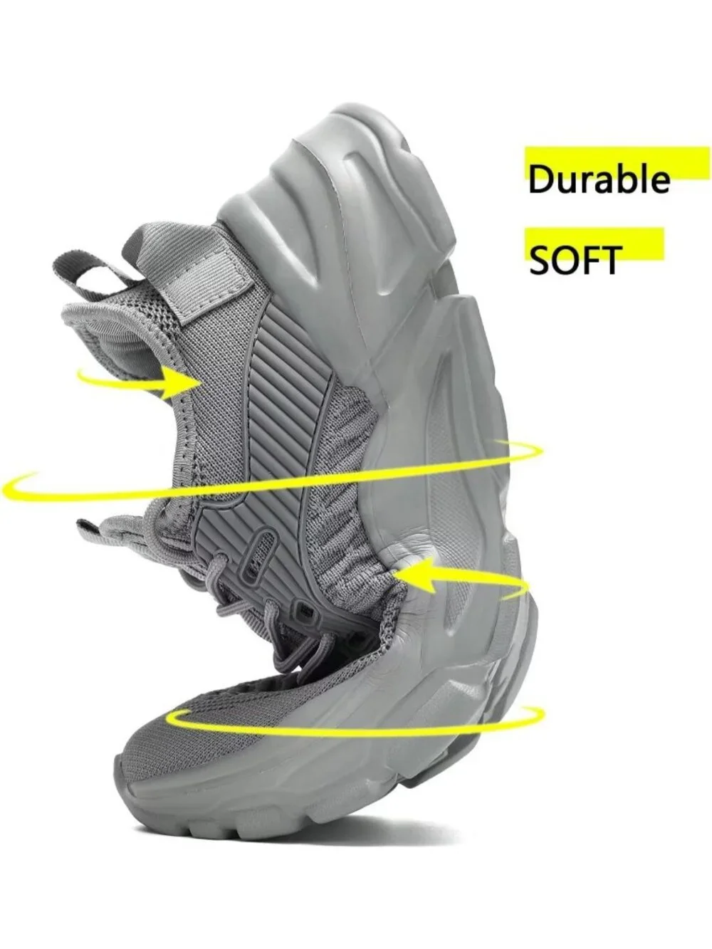Men's Grey Lightweight Non Slip Resistant Athletic Sports Walking Gym Sneaker